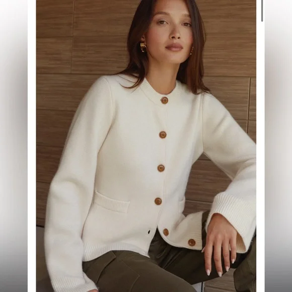 Few Moda Kourt Averie wool-cashmere cardigan Size XS in Cream-Jenni Kayne cooper - Picture 2 of 7